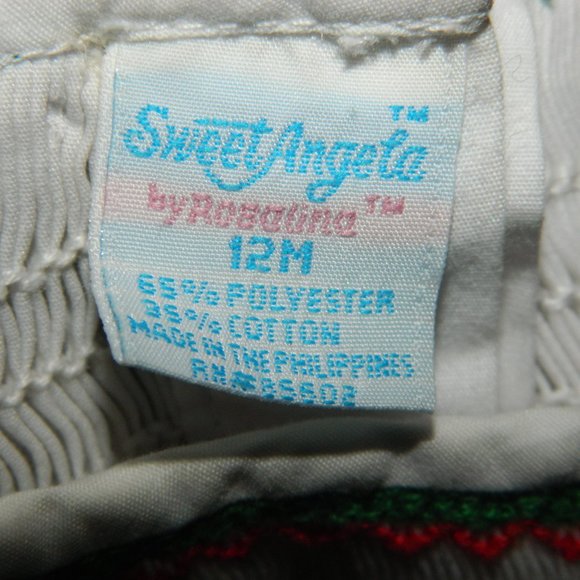 Sweet Angela By Rosalina Smocked Christmas Dress Sz 12M (I-33) - Picture 4 of 4